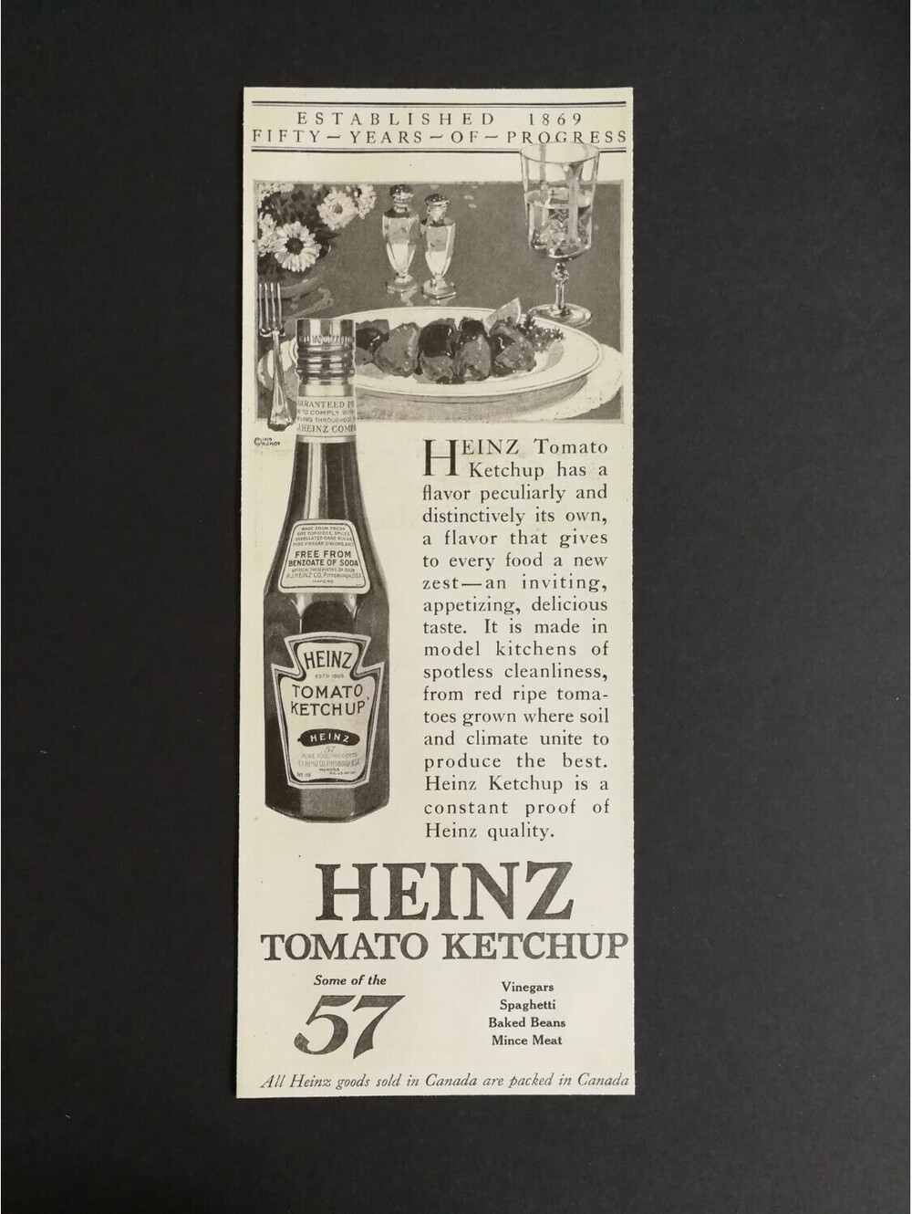 Heinz Tomato Ketchup Vintage Print Advertisement 1919 Ad